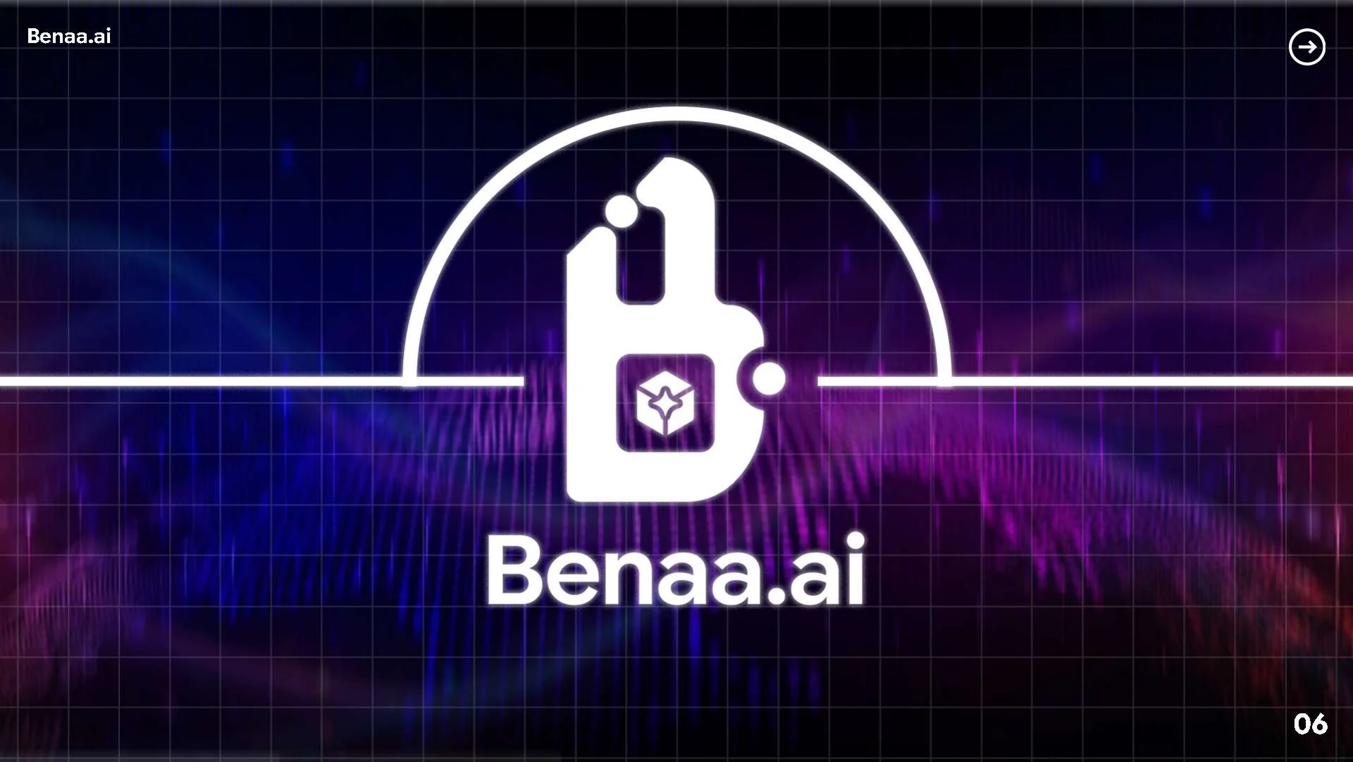 Benaa AI — الشعار على الخلفية الرقمية