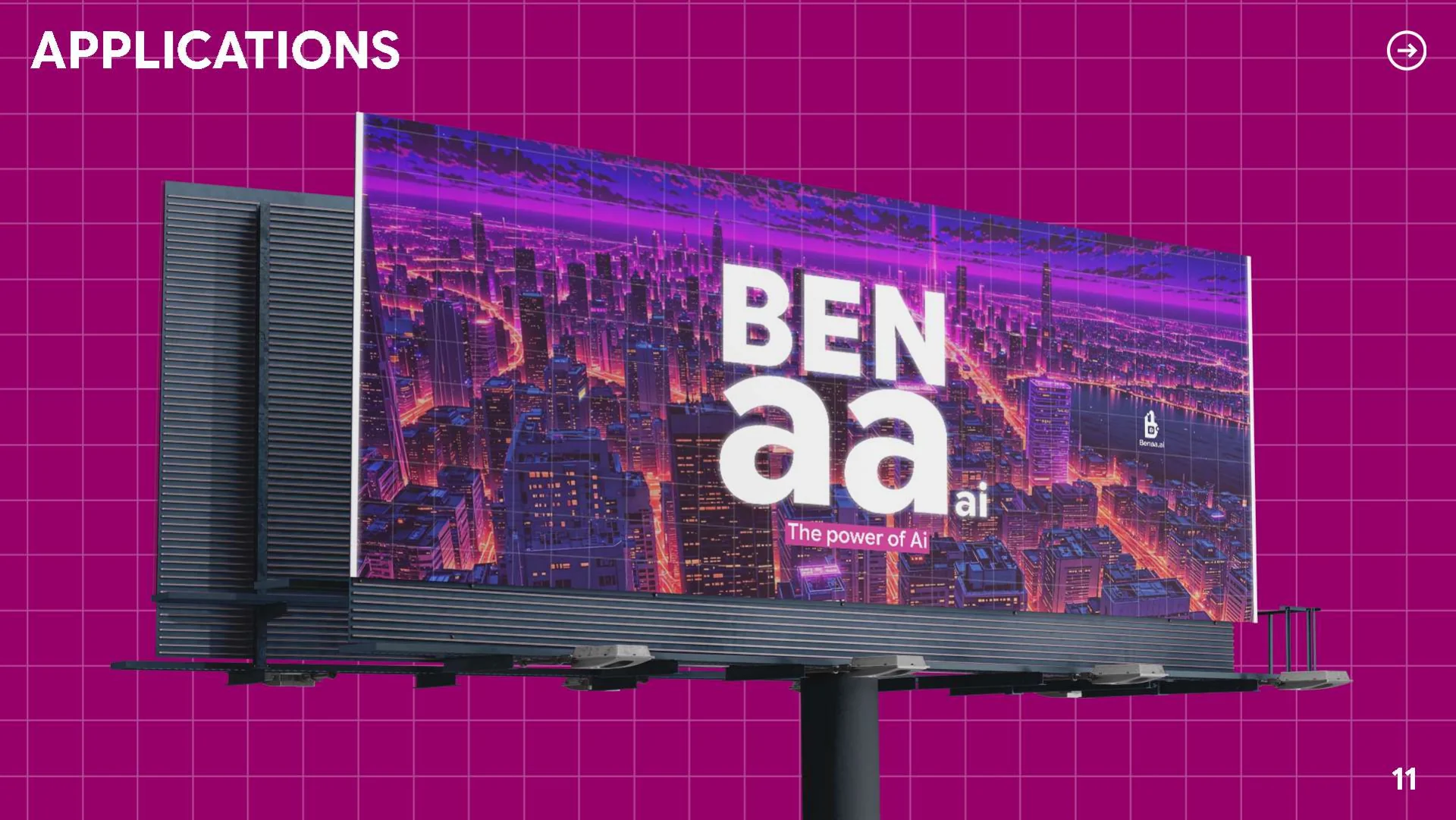 Benaa AI — تطبيق الهوية على لوحة إعلانية
